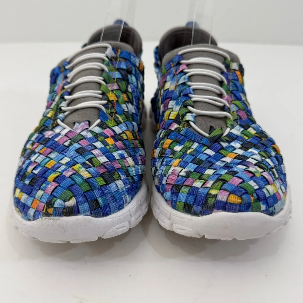 Bonavi Antistress Woven Elastic Shoes Womens 10 Blue Multi Comfort Quirky